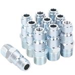 JOROY 3/8 Hava Kompresörü Hortum Bağlantı Elemanları, Otomotiv T Tipi, 3/8 İnç NPT Erkek Diş Boyutu, Çelik Malzeme, 10 Parça Hava Fişi Seti