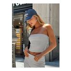 Jose Clothing Kadın Gri Fitilli Bandeau Top Straplez Bluz