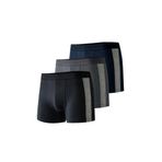josejuan 3'lü Erkek Boxer Koton Likralı Yan Çizgili 1002, Siyah & Antrasit & Lacivert, L, 8698528335432