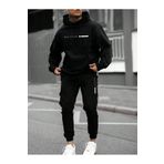 Josette Balance Yazılı Kışlık Alt Üst Takımı Sweatshirt Eşofman Altı - Siyah Baskılı Oversize Kapüşonlu