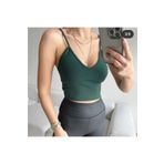 joshua Kadın Yeşil Scuba Kumaş V Yaka Ip Askılı Crop Top