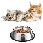 Jouis Kedi Köpek Mama Su Kabı Paslanmaz Çelik Kedi ve Köpek Mama Kabı - Kaymaz Tabanlı, Dayanıklı Besleme Tası (16 Cm)