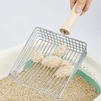 Jouis Kedi Kumu Küreği Metal Ahşap Saplı Dayanıklı Izgaralı Kedi Tuvaleti Temizleme Küreği Ergonomik Saplı Kolay Temizlik Aparatı Paslanmaz Çelik