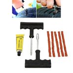 Jouis Lastik Tamir Kiti Profesyonel Oto Lastik Tamir Kiti - 5 Adet Fitilli ve Solüsyonlu Tubeless Patlak Lastik Yama Seti (Araba, Motosiklet, Bisiklet, ATV İçin Acil Yol Yardım Takımı)