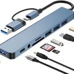 Jouis USB ÇOĞALTICI DÖNÜŞTÜRÜCÜ Adaptör Port Type C USB 3.0 Hub For Mac Book Pro Air Otg USB 3.0 Adapter Type-C Çevirici USB Hub - (KALİTELİ VE HIZLI) (8 in 1 Otg)