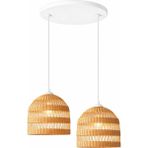 JouJou El Yapımı Rustik 2'li Rattan Avize Lumı 30 x 35 cm | Doğal Kök Boya Vernikli Iskandinav Aydınlatma - Bej