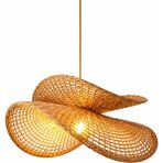 JouJou El Yapımı Rustik Rattan Avize Luna 60 cm Çap | Doğal Kök Boya Vernikli Iskandinav Aydınlatma - 1 - Bej
