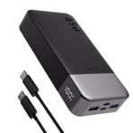 JOUVI Güç Bankası, 45W 20000mAh Taşınabilir Pil, USB C Hızlı Şarj, LED Dijital Ekranlı 4 Bağlantı Noktalı Harici Batarya, Dizüstü Bilgisayar Uyumlu, iPhone 15 14 13 Pro S23 S22 (Siyah)