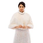 Jovono Gelin Düğün Suni Kürk Şal Sargı Gelin Kürk Eşarp Kürk Sargılar ve Kadınlar için Şallar (Fildişi), beyaz (Off-White), One Size