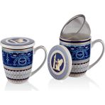 Joy Carmen Porselen Blue Banube Filtreli Kupa Kapaklı 12CM - Mavi