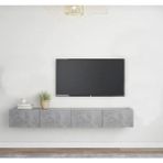 Joy Dizaynn Joy Tv Ünitesi Tv Sehpası Alt Modülü Gri Beton Dokulu 240 cm - Abanoz - Antrasit