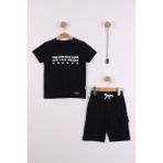 Joy Kids Erkek Çocuk %100 Pamuk Kolye Hediyeli Sırt Baskılı Takım (2-6yaş) (Siyah) - 3 - 4 Yaş
