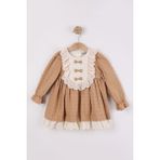 Joy Kids Kız Bebek Dantel Detaylı Mevsimlik Elbise (9-24AY) (Taba) - 18 Ay