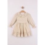 Joy Kids Kız Çocuk Müslin Kumaş Basic Mevsimlik Elbise (2-5yaş) (Krem) - 4 Yaş