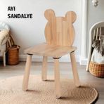 Joy Kids Toy Doğal Ahşap Çocuk Sandalye Ayı