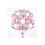 Joyane Bebek Pembe Beyaz Metalik Gümüş Balon Seti | 24 Adet Baby Shower Hastane Odası Süsleme