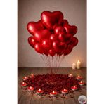 Joyane Elite Kırmızı Kalp Balon Seti 28 Parça Folyo Lateks Gül Mum