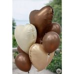 Joyane Kahverengi Kalp Folyo Balon Seti 3’Lü + 5 Adet Kahverengi Lateks Balon