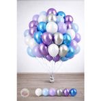 Joyane Metalik Mavi Lavanta Balon Seti 30 Adet 11 İnç Gümüş Lila Beyaz Karışık Latex Parti Balonu