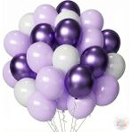 Joyane Metalik Mor Lila Beyaz Balon Seti | 24 Parça A Kalite Lateks Balon, Parti ve Doğum Günü Seti - Çok Renkli