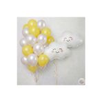 Joyane Metalik Sarı İnci Beyaz Balon Seti 22 Parça | 11’’ Lateks Balon & 40 Cm Folyo Bulut