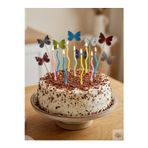 Joyane Renkli Kelebek Cake Topper Ve Makaron Dalgalı Mum Seti 12’Li