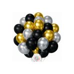 Joyane Siyah Altın Gümüş Metalik Balon Seti | 24 Parça A Kalite Balon, Parti Ve Doğum Günü Seti
