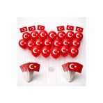 Joyane Türk Bayraklı Balon Seti 25 Adet 10'' 26 Cm + Çıtalı Türk Bayrağı 25 Adet