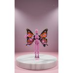 joybaskı Robot Dummy Kanatlı Oynar Eklemli Hareketli Oyuncak Aksiyon Figürü Bardak Hediyeli 3D 13 cm Pembe