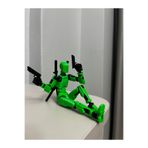 joybaskı Robot Dummy Oynar Eklemli Hareketli Oyuncak Aksiyon Figürü Bardak Hediyeli 3D 13 cm Yeşil Siyah