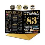 Joycard Zarflı 83. Doğum Günü Kartı, Kadınlar Erkekler için 83. Doğum Günü Süslemeleri, Büyükbaba Büyükanne için 83. Doğum Günü Hediyeleri, 83 Yaşındaki Anne Baba için Mutlu Doğum Günü Kartları,