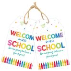 joycraft 50 Adet Okula Hoş Geldiniz Hediye Etiketleri, 3,3 x 2,1 Okulun İlk Günü Dizeli Etiketler, Parti Favorileri Kendin Yap El Sanatları için Mevcut Etiketler, Şeker Torbaları, Kurabiye Kılıfı