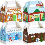 JOYIN 24 ADET 3D Noel Evi Karton Davranma Kutuları Tatil için Xmas Goody Hediye, Goodie Kağıt Kutuları, Okul Sınıf Partisi Favor Malzemeleri, Şeker İkram Karton Çerez Kutuları