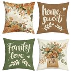 Joymaison Yastık kılıfı 45 x 45 cm 4'lü set yaz vintage çiçekler dekoratif yastık kılıfı çiçek okaliptüs yaprakları ilkbahar dekorasyon yastık kılıfı kanepe kanepe yatak odası oturma odası için