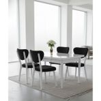 JoyMassa 70X110 Sabit Masa / 4 Adet Elma Sandalye Takımı - Beyaz - Siyah