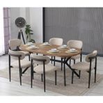 JoyMassa Luna Arya Yemek Masası Takımı / 6 Kişilik Mdf Masa & Polo Sandalye Takımı - Ahşap - Siyah - 90X170