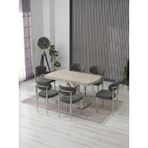 JoyMassa Venoxa 80X120 Mdf Masa / 6 Polo Sandalyeli Masa Takımı - Traverten