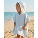 Joyous Mom & Kids 2 Katlı Organik Muslin Kapüşonlu Panço – Bebek ve Çocuklar Için %100 Pamuk Plaj ve Banyo Havlusu - 2 - 4 Yaş - Mavi