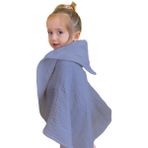 Joyous Mom Kids Dört Katlı Müslin Bebek Çocuk Havlu Kundak Banyo Havlusu Pamuk Plaj Havlusu Panço 4 Katlı - Indigo - 0 - 3 Yaş