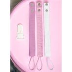 Joyous Mom Kids Müslin Bebek Emzik Askısı Plastik Klips Tutacaklı Beyaz - Pembe