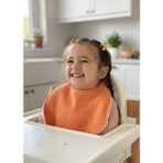 Joyous Mom Kids Pamuklu Sıvı Geçirmez Mama Önlüğü Bürümcük-Havlu Çift Yönlü Kullanım Önlük - Kiremit - Beyaz - Standart
