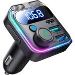 JOYROOM 81W Bluetooth 6.0 Car Adapter FM Transmitter [Next-Gen Stable] Bluetooth Cigarette Lighter Adapter [PD45W&QC36W] Fast Charging Dual Mics HiFi Bass Radio Hands-Free Calling Support USB Drive