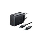 Joyroom Iphone 15 Ve 16 Serileri Ile Uyumlu Hızlı Şarj 25W Usb-C Adaptör Ve Kablo Şarj Seti Siyah