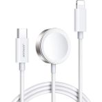 Joyroom S-İW005 Type-C Apple Watch Uyumlu 2in1 Manyetik Şarj - Beyaz