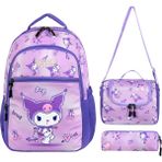 Joy’s Kids Mor Kuromi Desenli 3’lü Okul Çanta Seti (Sırt Çantası + Beslenme Çantası + Kalemlik)