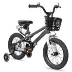 JOYSTAR Pluto Kids Bike 12 inç çocuk bisikleti, 2-4 yaş arası erkek ve kız çocukları için, destek tekerlekli çocuk bisikleti, gri