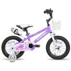 JOYSTAR Pluto Kids Bike 16 inç çocuk bisikleti, 4-7 yaş arası erkek ve kız çocukları için, destek tekerlekli çocuk bisikleti, lila