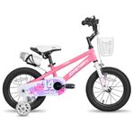 JOYSTAR Pluto Kids Bike 16 inç çocuk bisikleti, 4-7 yaş arası erkek ve kız çocukları için, destek tekerlekli çocuk bisikleti, pembe