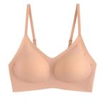 Joyunii Kadın Zero Feel Top Büstiyer Bralet Çıkarılabilir Pedli Süper Rahat Sütyen Modal, bej, 14