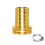 Joywayus 3/4" Dikenli x 3/4" Erkek GHT Dişli Döner Yuvarlak Pirinç Bahçe Su Hortumu Boru Konektörü Bakır Bağlantı Paslanmaz Kelepçe Ev/Tekne/Çimen/Elektrikli Yıkama/Sulama